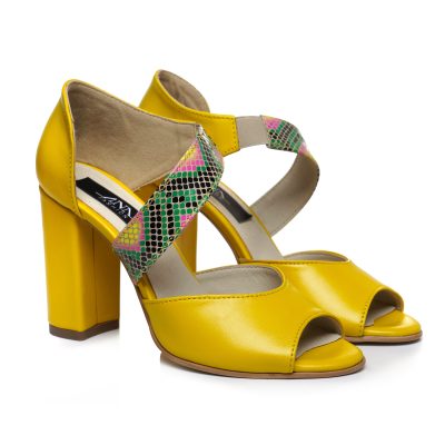 Sandale galbene din piele naturala Dely V17