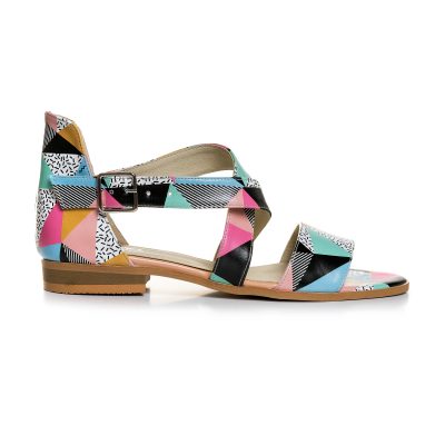 Sandale multicolore din piele naturala Delia V5