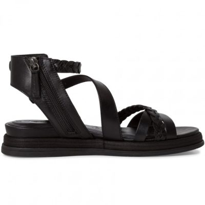 Sandale negre piele naturala Tamaris