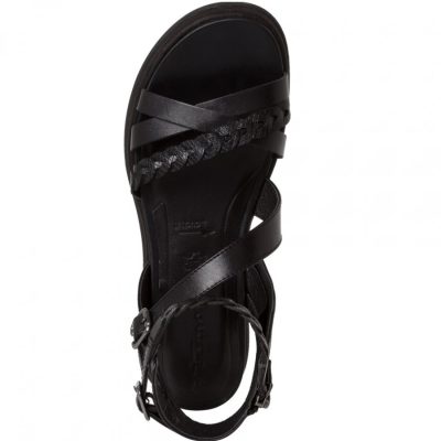 Sandale negre piele naturala Tamaris