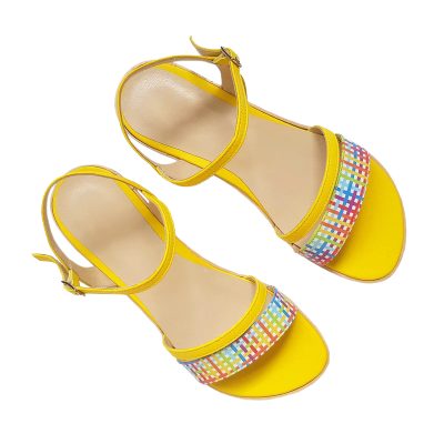 Sandale piele galbene la comanda Eloise D99