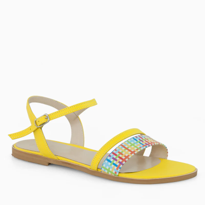 Sandale piele galbene la comanda Eloise D99