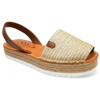 Sandale piele Avarca Bej cu platforma