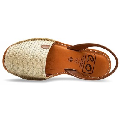 Sandale piele Avarca Bej cu platforma