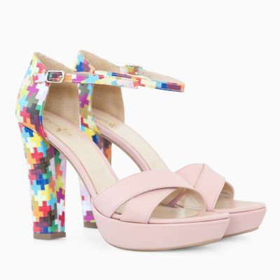 Sandale rose din piele naturala Risa D111