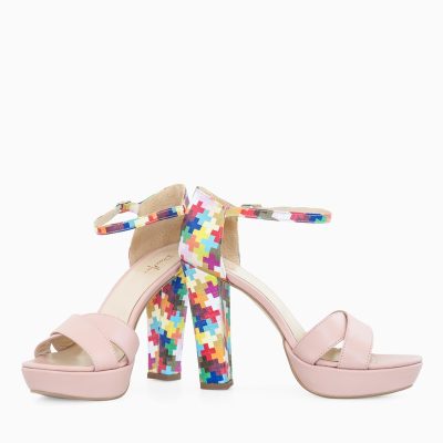 Sandale rose din piele naturala Risa D111