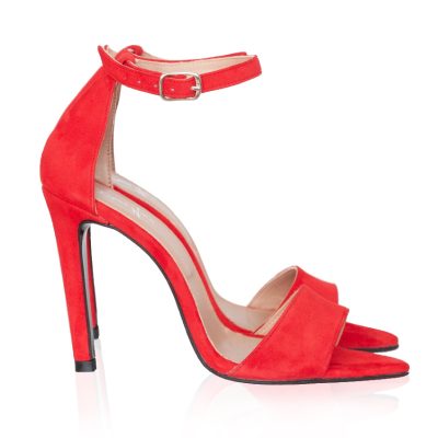 Sandale rosii din piele intoarsa Ilinca D09