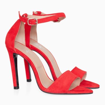 Sandale rosii din piele intoarsa Ilinca D09