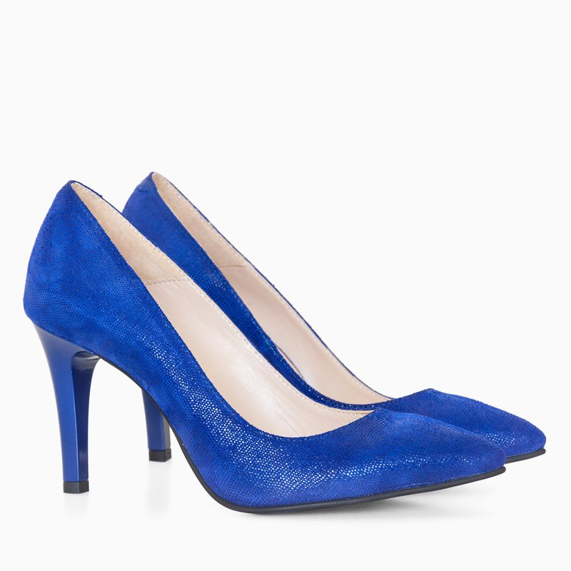 Stiletto albastru din piele naturala Olivia D60