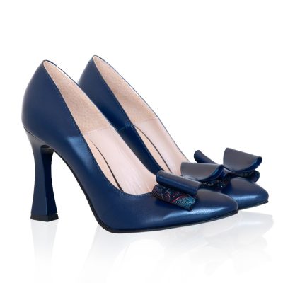 Stiletto bleumarin din piele naturala Ella D103