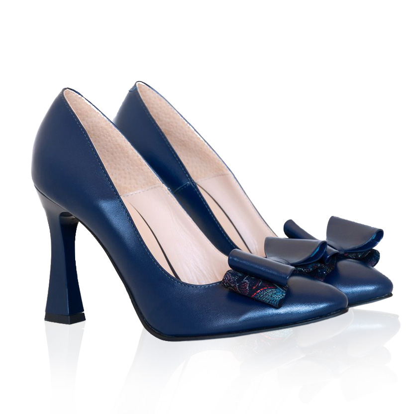 Stiletto bleumarin din piele naturala Ella D103