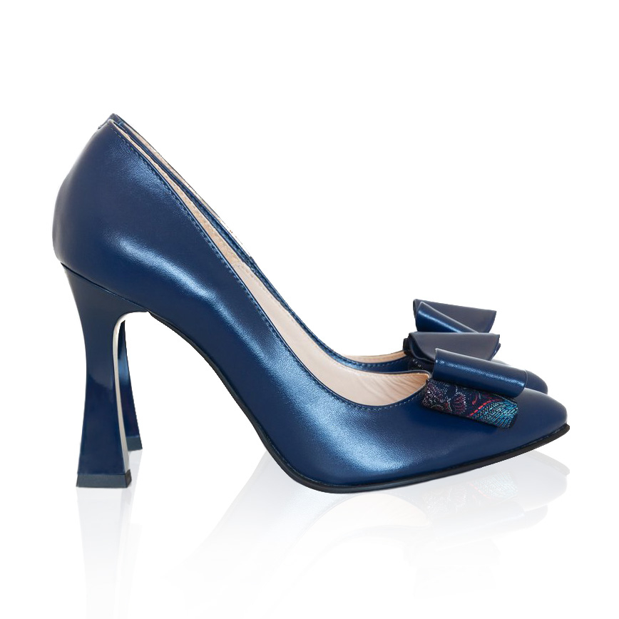 Stiletto bleumarin din piele naturala Ella D103