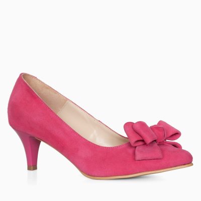 Stiletto fuchsia din piele intoarsa Elys D81