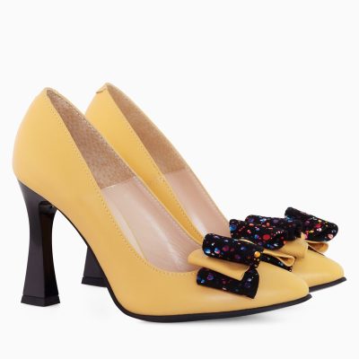 Stiletto galben din piele naturala Fatma D65