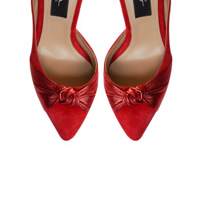 Stiletto rosu din piele naturala Perla L121