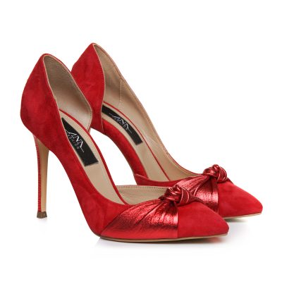 Stiletto rosu din piele naturala Perla L121