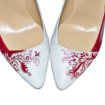 Pantofi pictati manual Red Stiletto