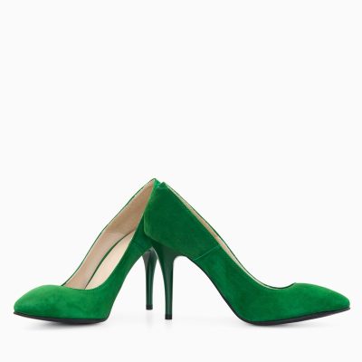 Stiletto verde din piele intoarsa Lina D50