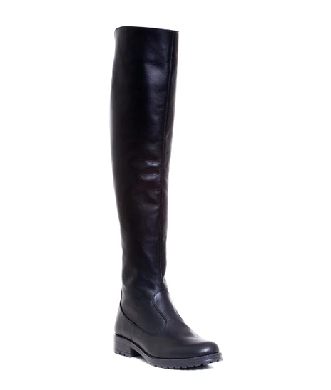 Cizme Lungi Peste Genunchi din Piele Naturală Neagră – Aria Noir V100 - imagine 3