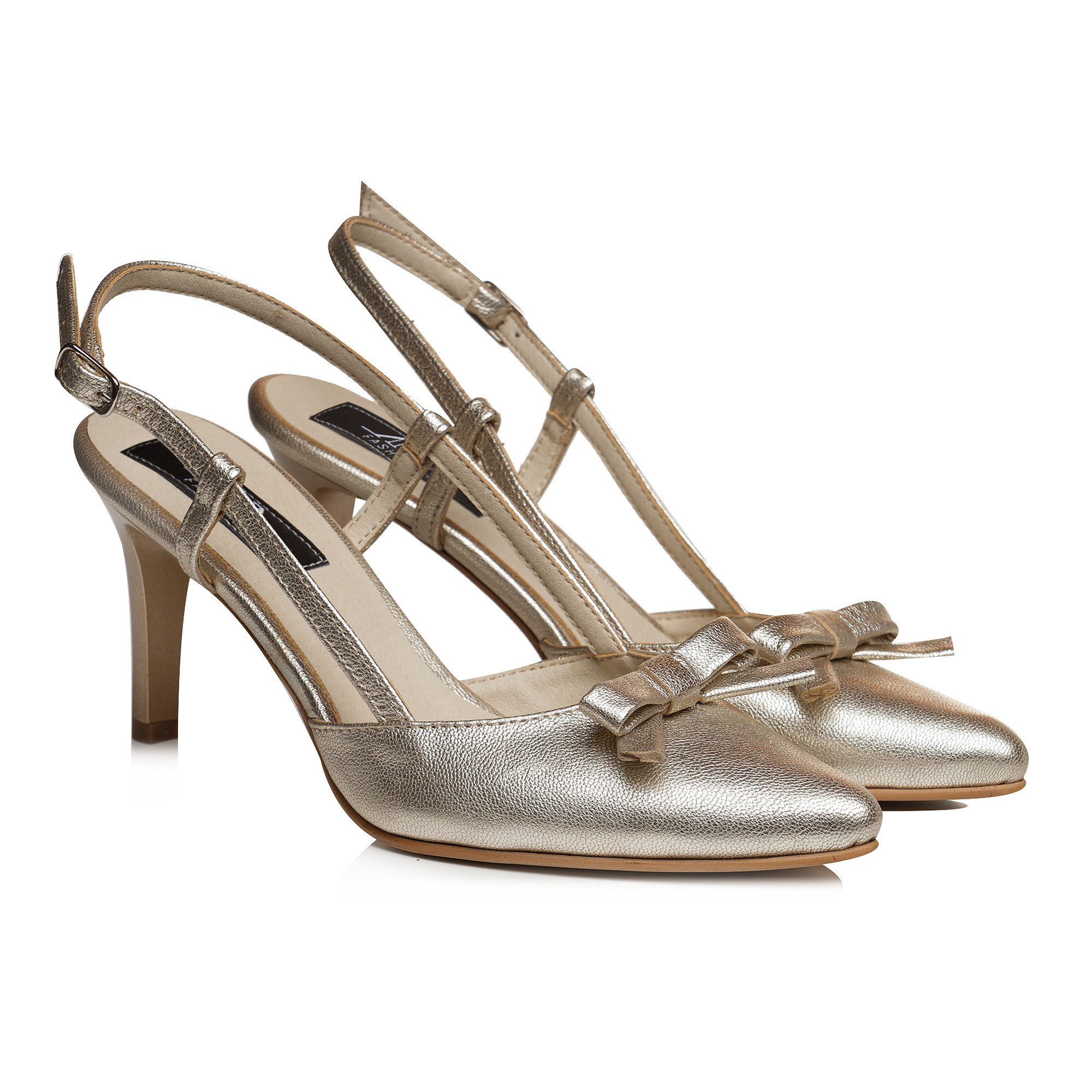 Pantofi Piele Golden Bow Slingback la Comandă V 15 - imagine 4