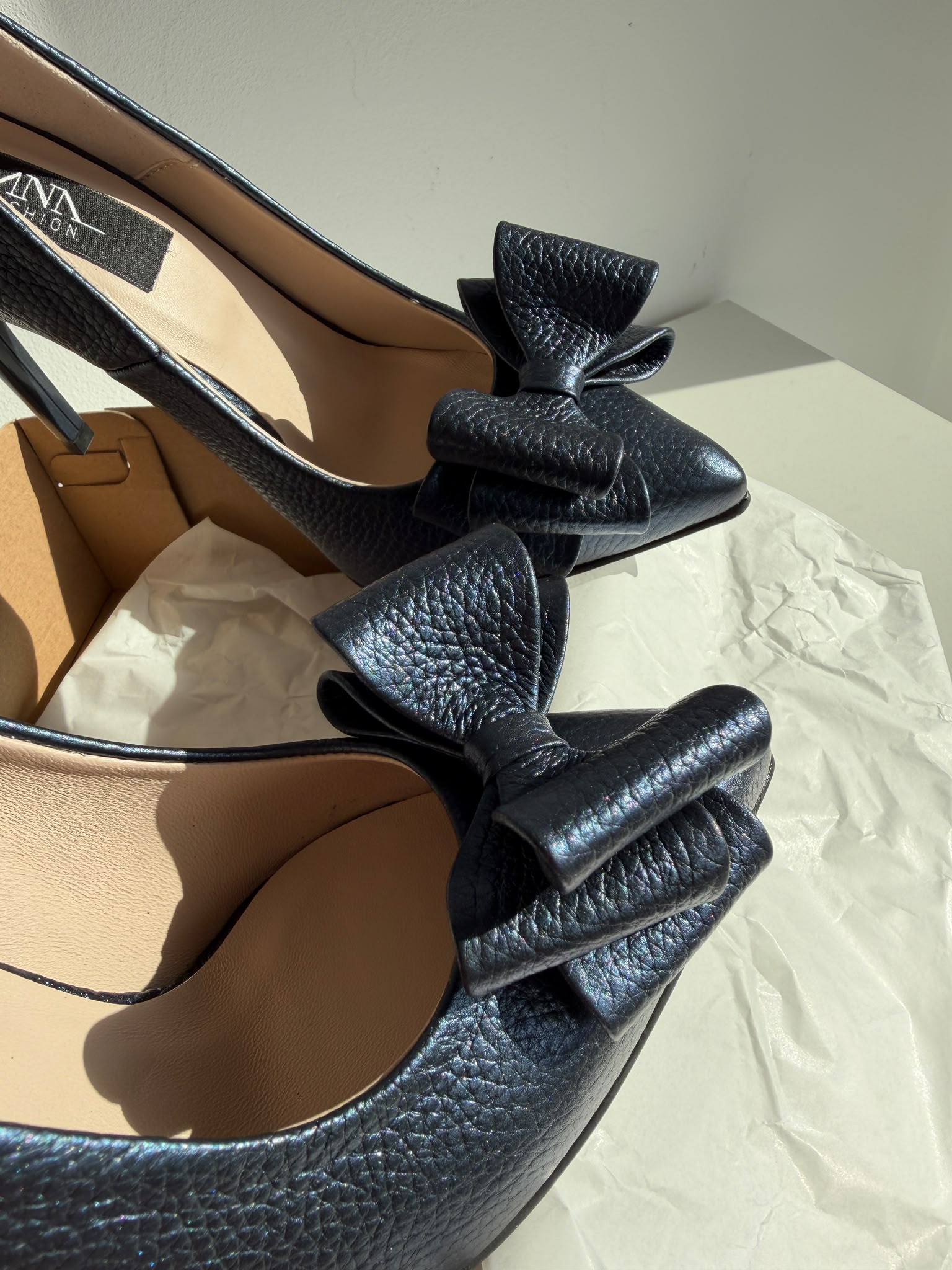 Stiletto bleumarin piele naturala SHINE D17 - imagine 9