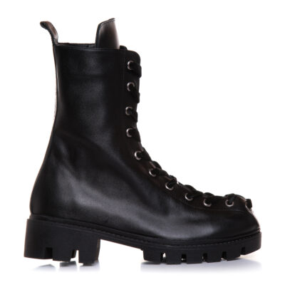 Bocanci Dama din Piele Naturala Negri cu Fermoar si Sireturi - Craft Black VS11