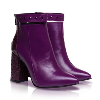Botine Dama Mov Piele Naturala si Toc Snake 10 cm Electra L62