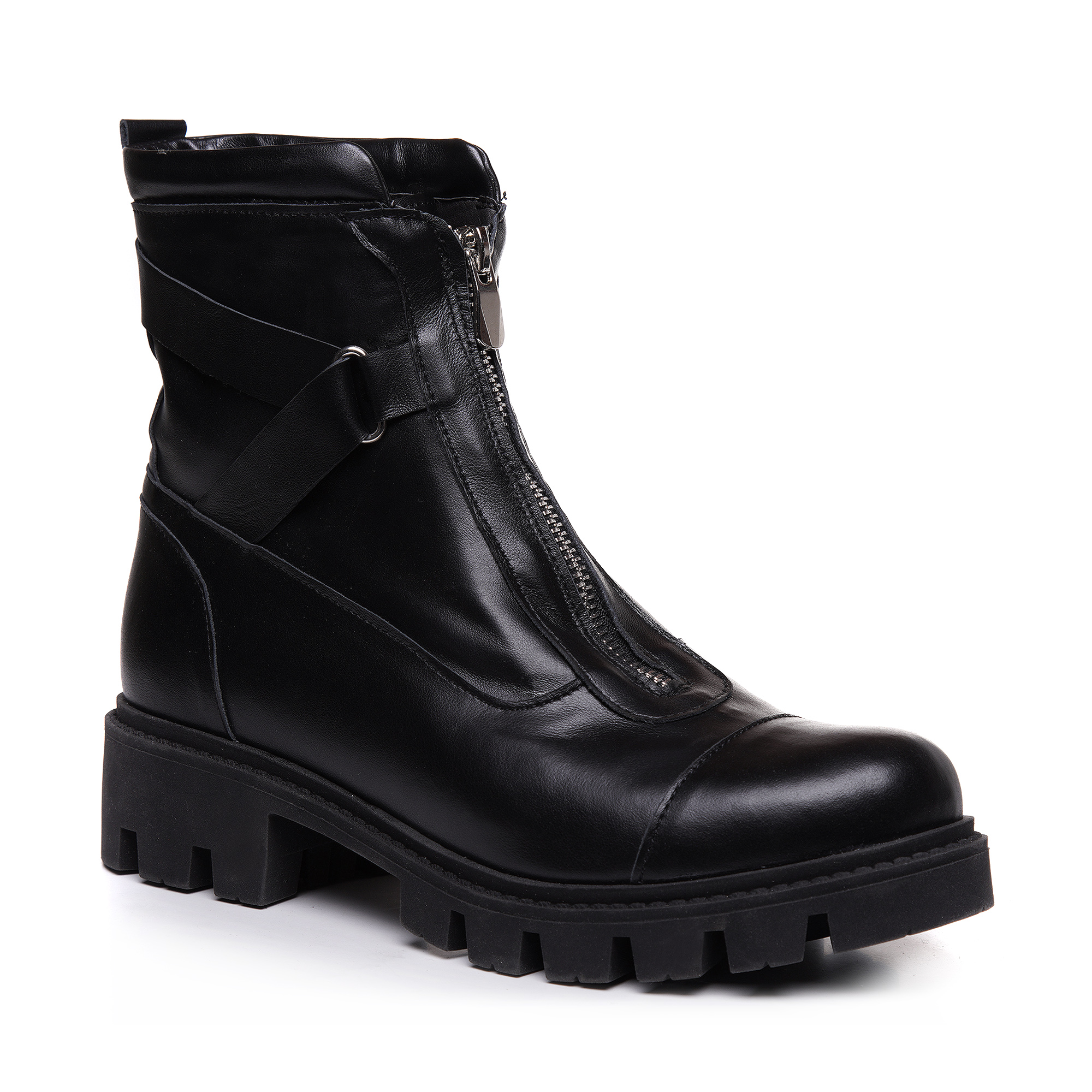 Ghete negre din piele naturala ARIS V19 - imagine 3
