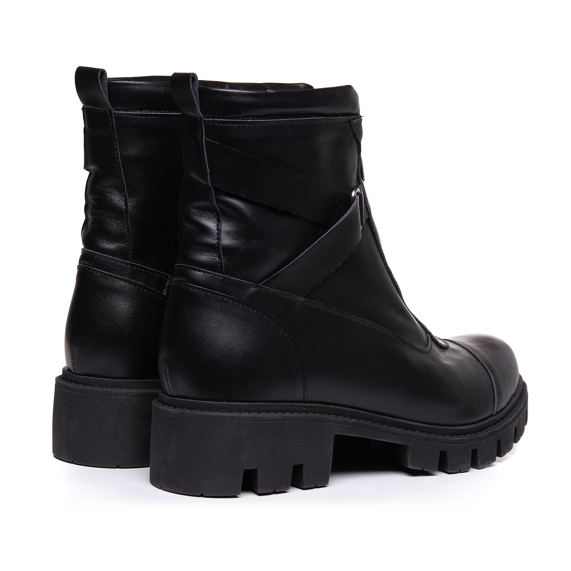 Ghete negre din piele naturala ARIS V19 - imagine 4