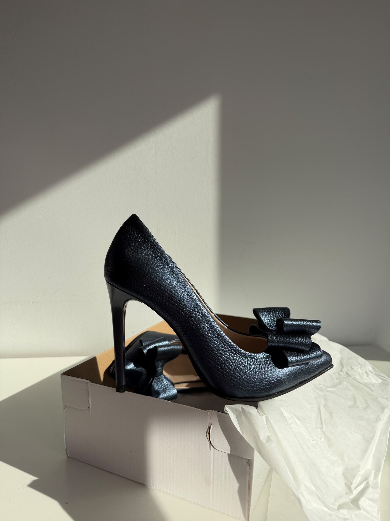 Stiletto bleumarin piele naturala SHINE D17 - imagine 8