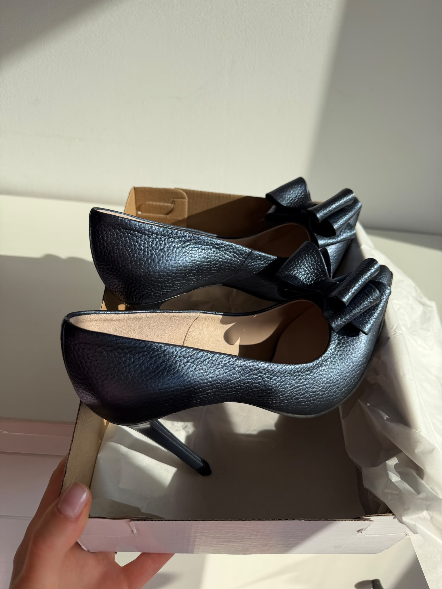 Stiletto bleumarin piele naturala SHINE D17 - imagine 4