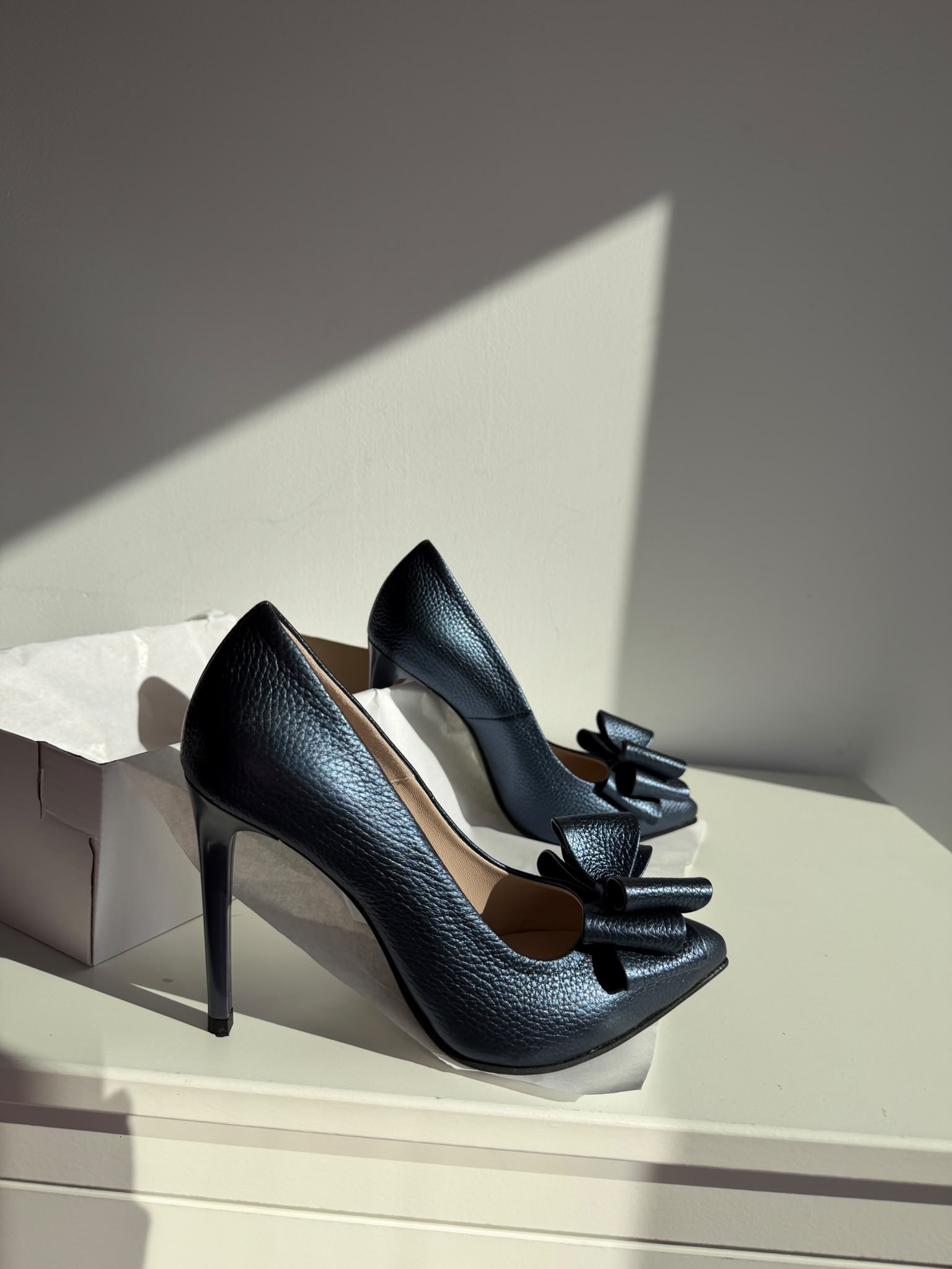 Stiletto bleumarin piele naturala SHINE D17 - imagine 6