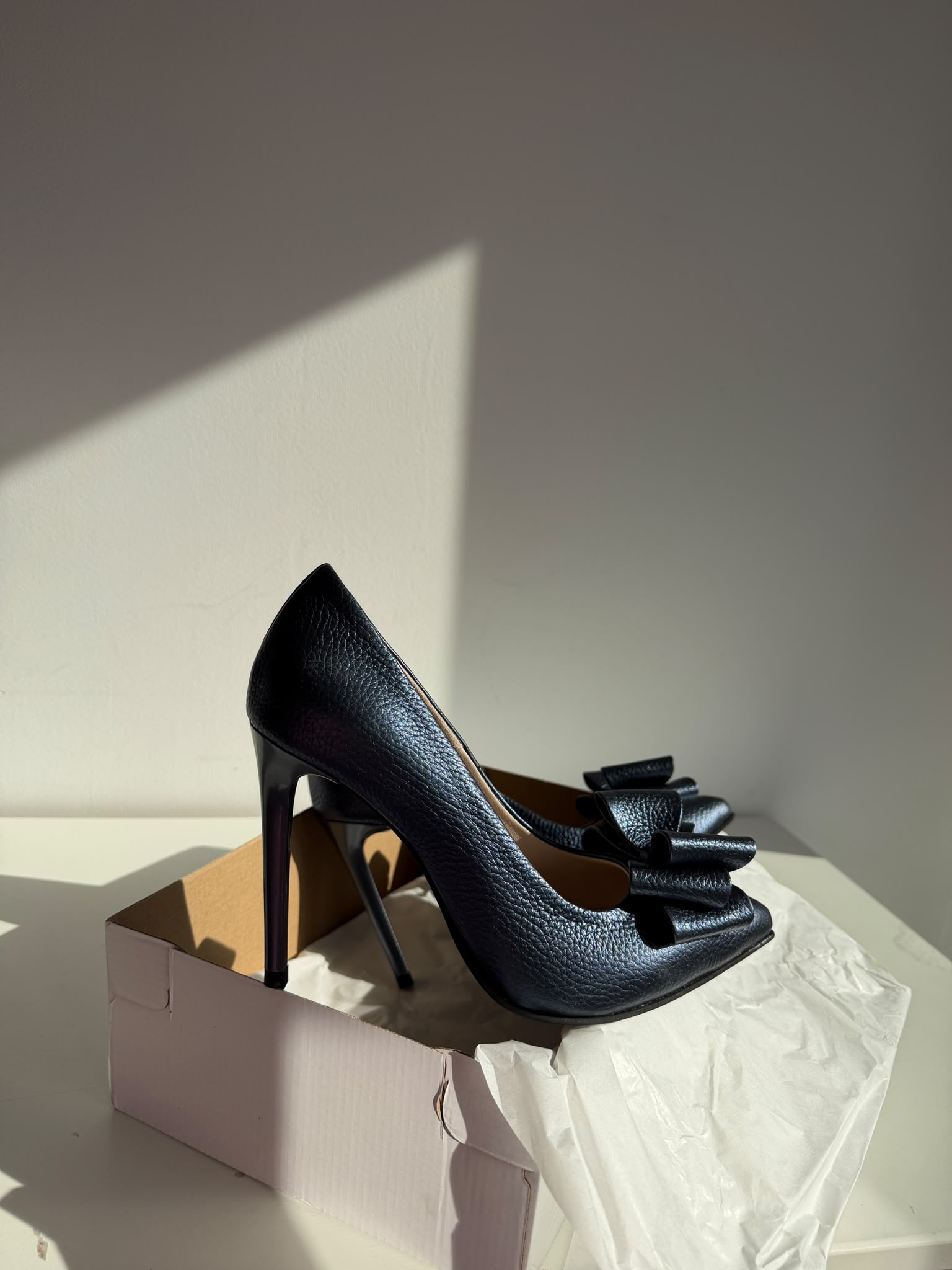 Stiletto bleumarin piele naturala SHINE D17 - imagine 7